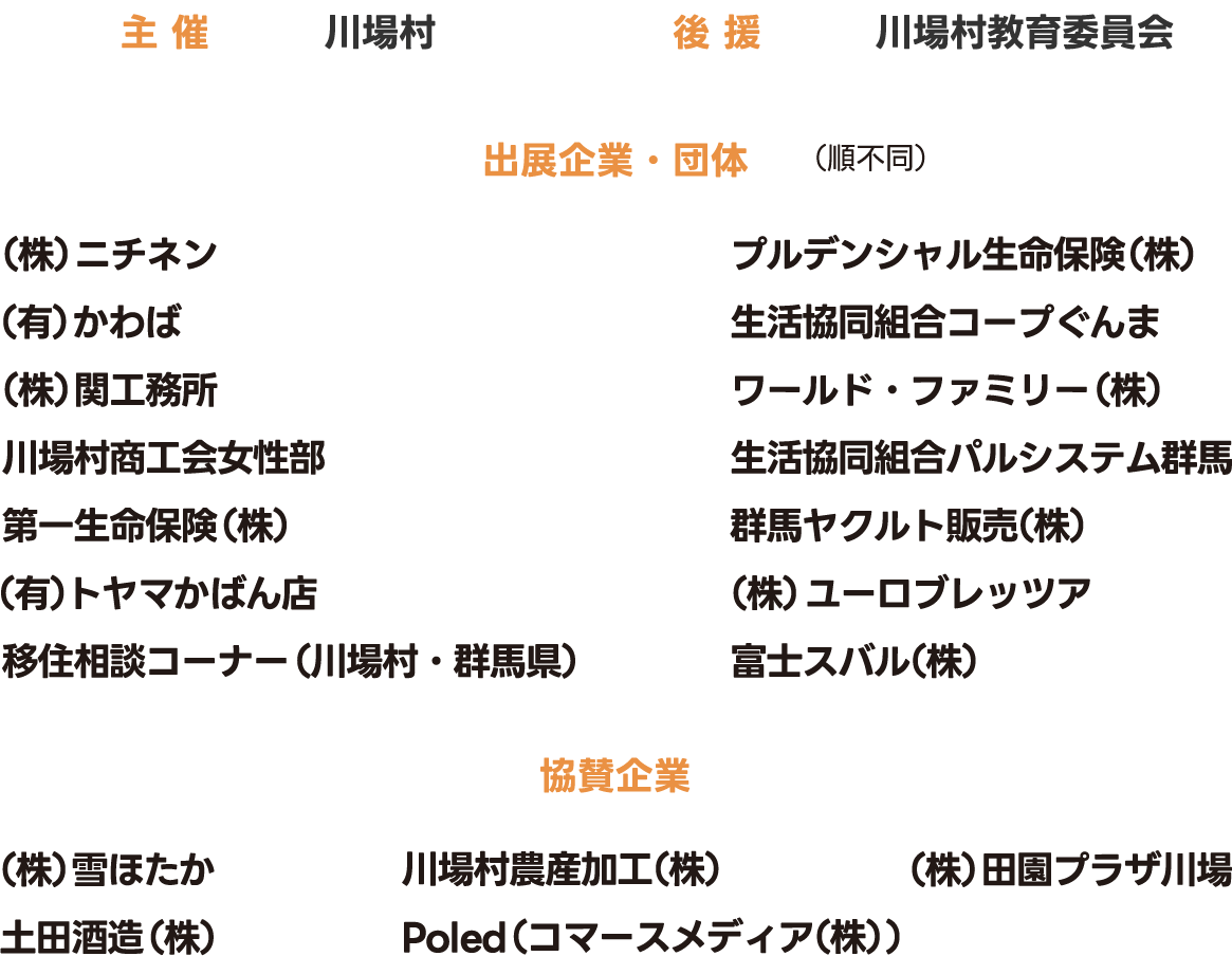 主催、後援、出展企業・団体、協賛企業